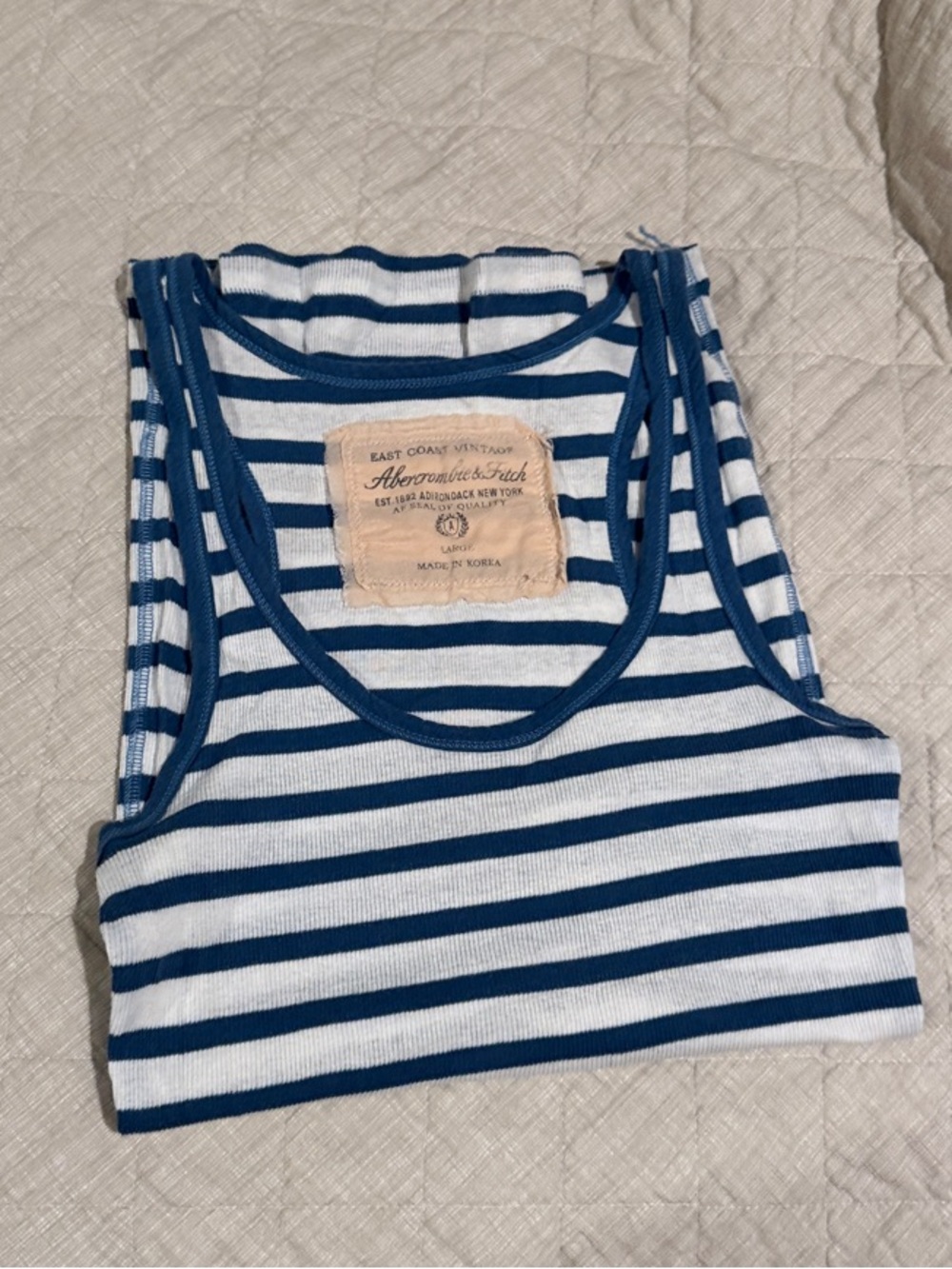 Abercrombie & Fitch Vintage Y2K Blue and White Striped Tank